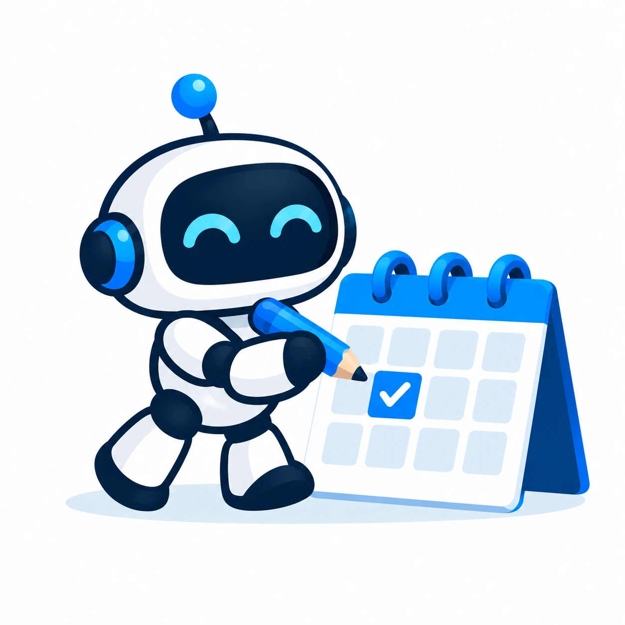 A calendar bot checking off a date