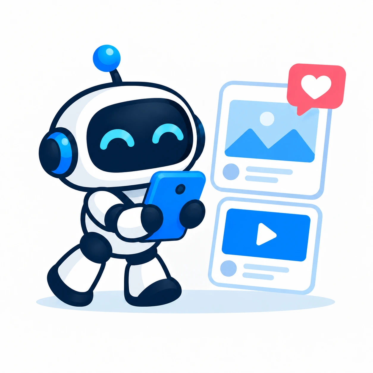 A social bot scheduling Instagram posts on a phone